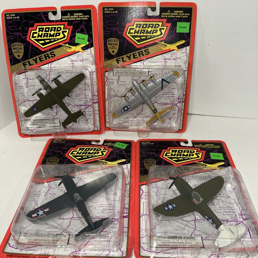 Road Champs Flyers No. 6200 Set Of 4, B-17, B-25, F-4u, & P-47